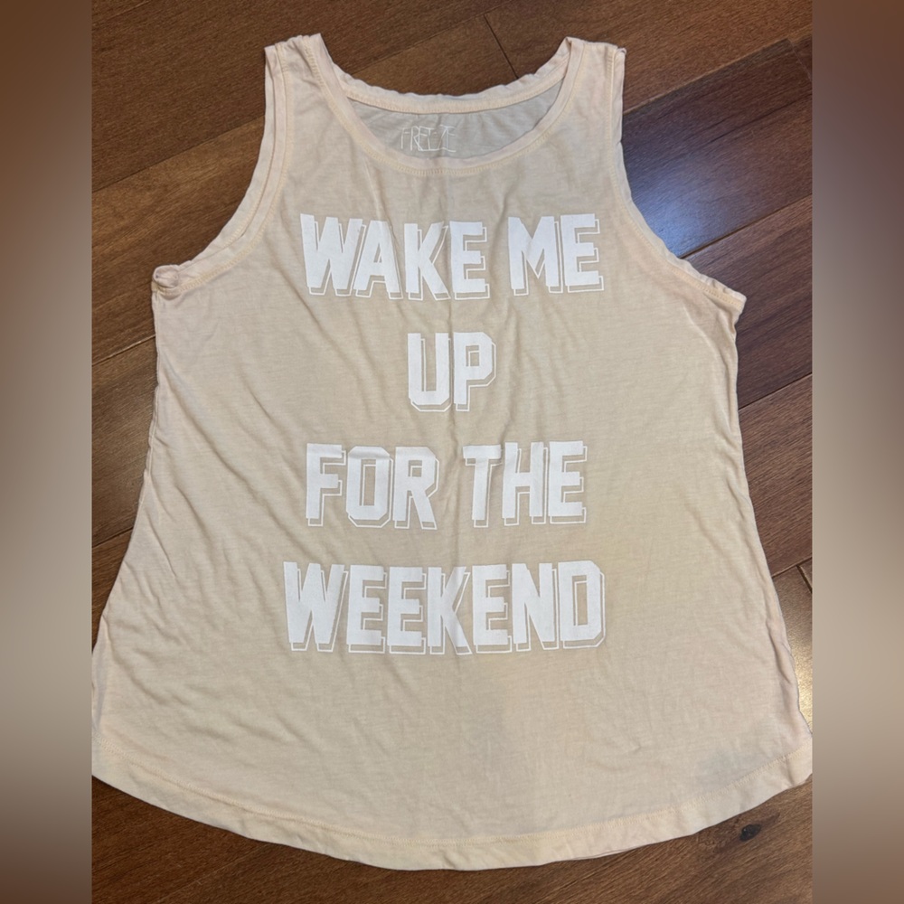FREEZE Beige Tank Top with Weekend Slogan